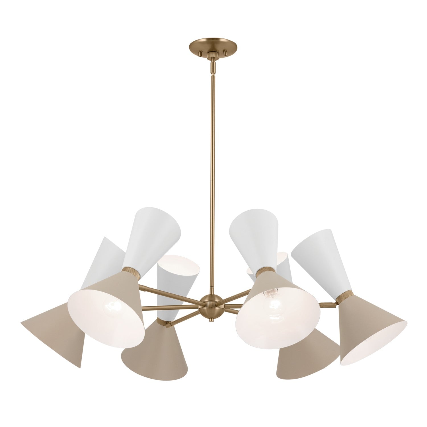KICHLER 52566CPZGRG Phix 38.75 Inch 12 Light Chandelier In Champagne Bronze With Greige And White