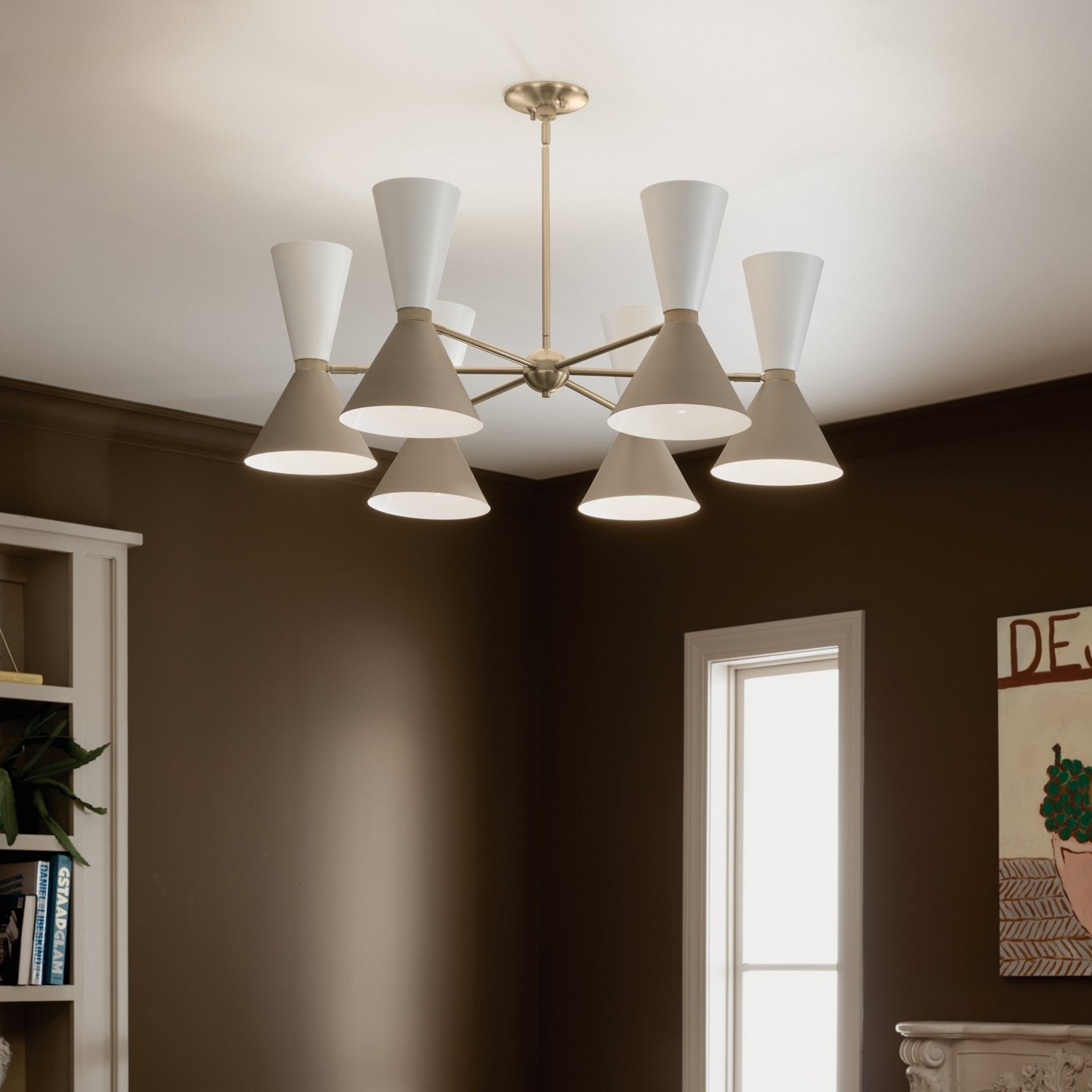 KICHLER 52566CPZGRG Phix 38.75 Inch 12 Light Chandelier In Champagne Bronze With Greige And White