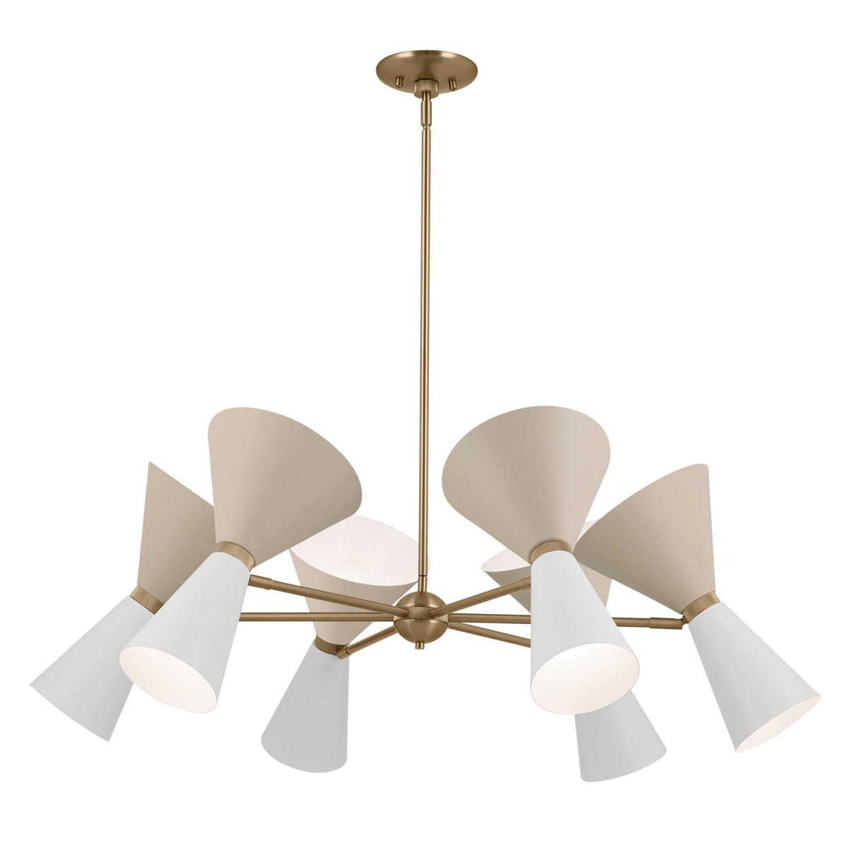 KICHLER 52566CPZGRG Phix 38.75 Inch 12 Light Chandelier In Champagne Bronze With Greige And White