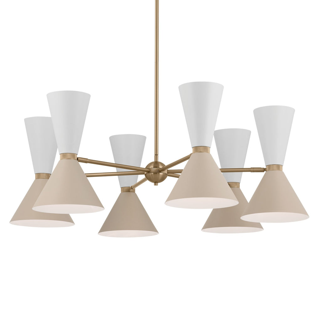 KICHLER 52566CPZGRG Phix 38.75 Inch 12 Light Chandelier In Champagne Bronze With Greige And White
