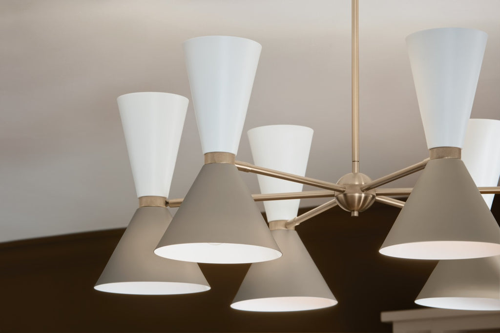 KICHLER 52566CPZGRG Phix 38.75 Inch 12 Light Chandelier In Champagne Bronze With Greige And White