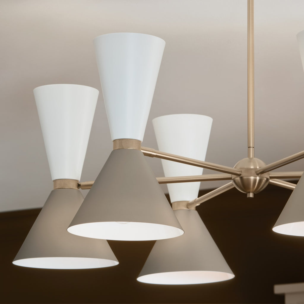 KICHLER 52566CPZGRG Phix 38.75 Inch 12 Light Chandelier In Champagne Bronze With Greige And White