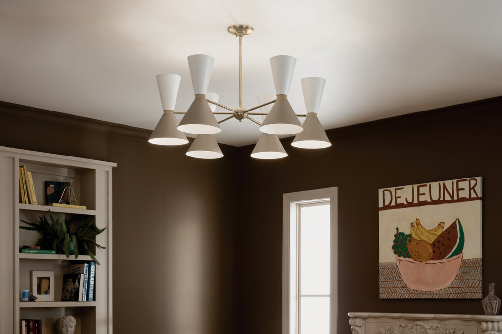 KICHLER 52566CPZGRG Phix 38.75 Inch 12 Light Chandelier In Champagne Bronze With Greige And White