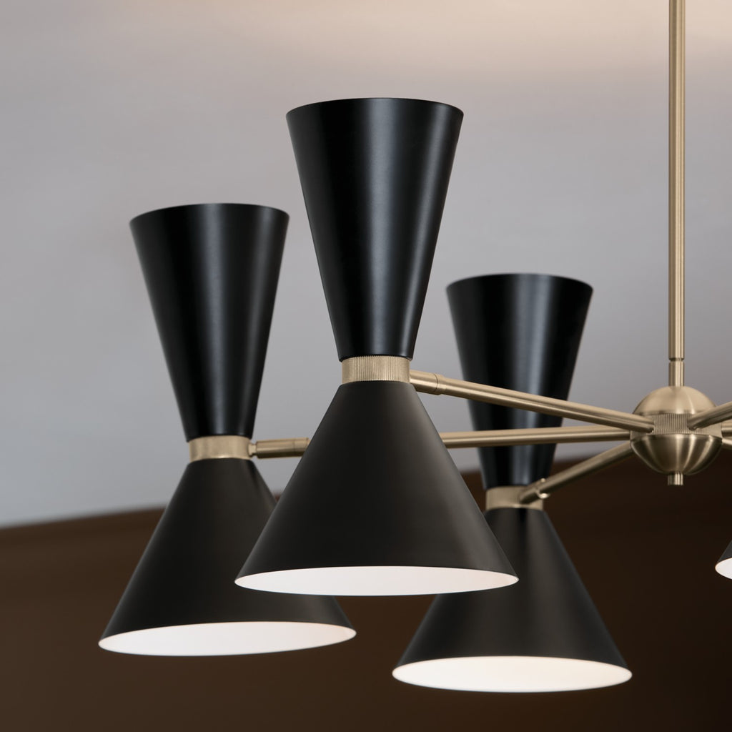 KICHLER 52566CPZBK Phix 38.75 Inch 12 Light Chandelier In Champagne Bronze With Black