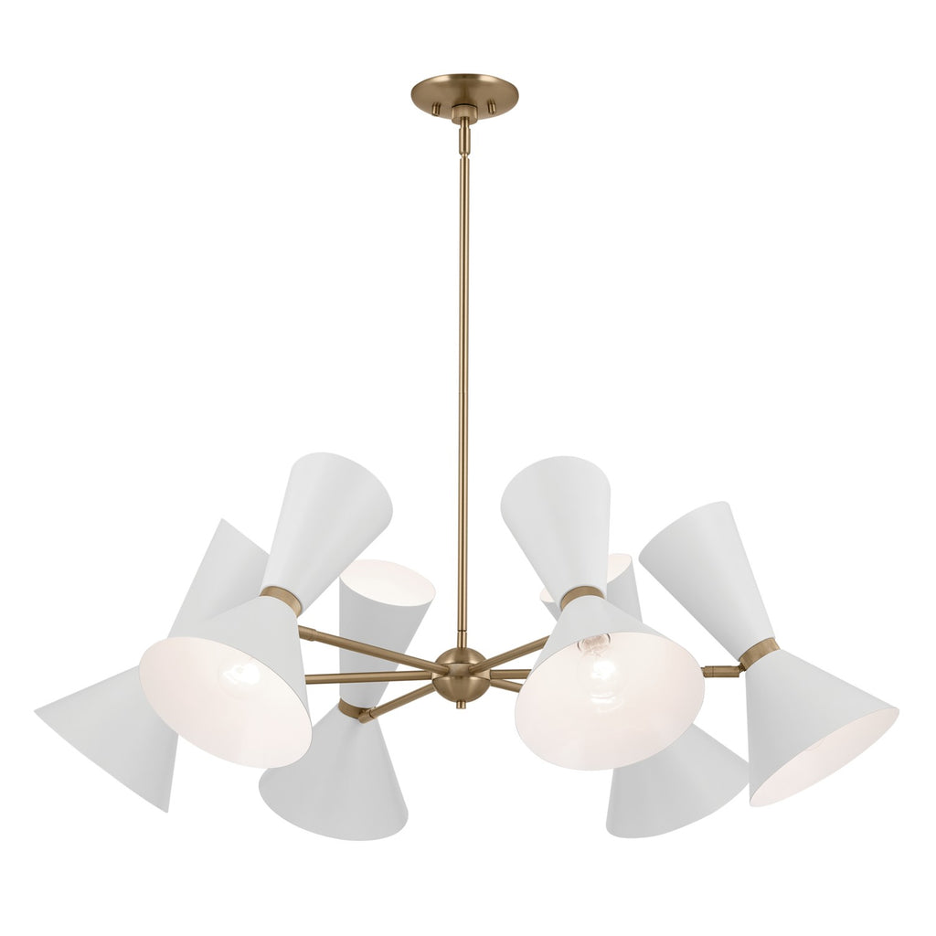 KICHLER 52566CPZWH Phix 38.75 Inch 12 Light Chandelier In Champagne Bronze With White