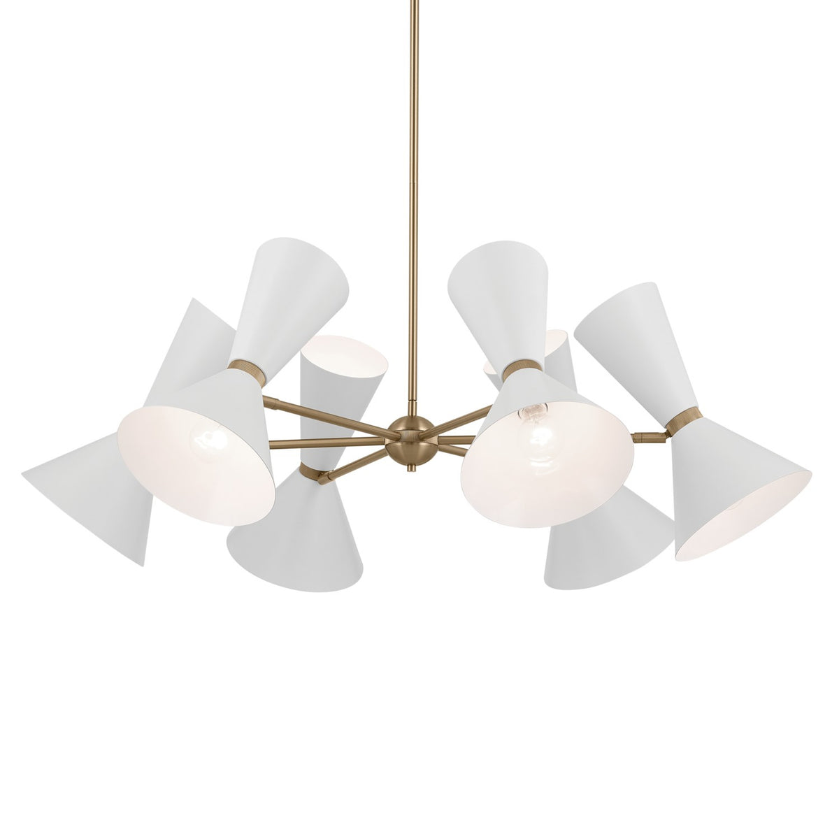 KICHLER 52566CPZWH Phix 38.75 Inch 12 Light Chandelier In Champagne Bronze With White