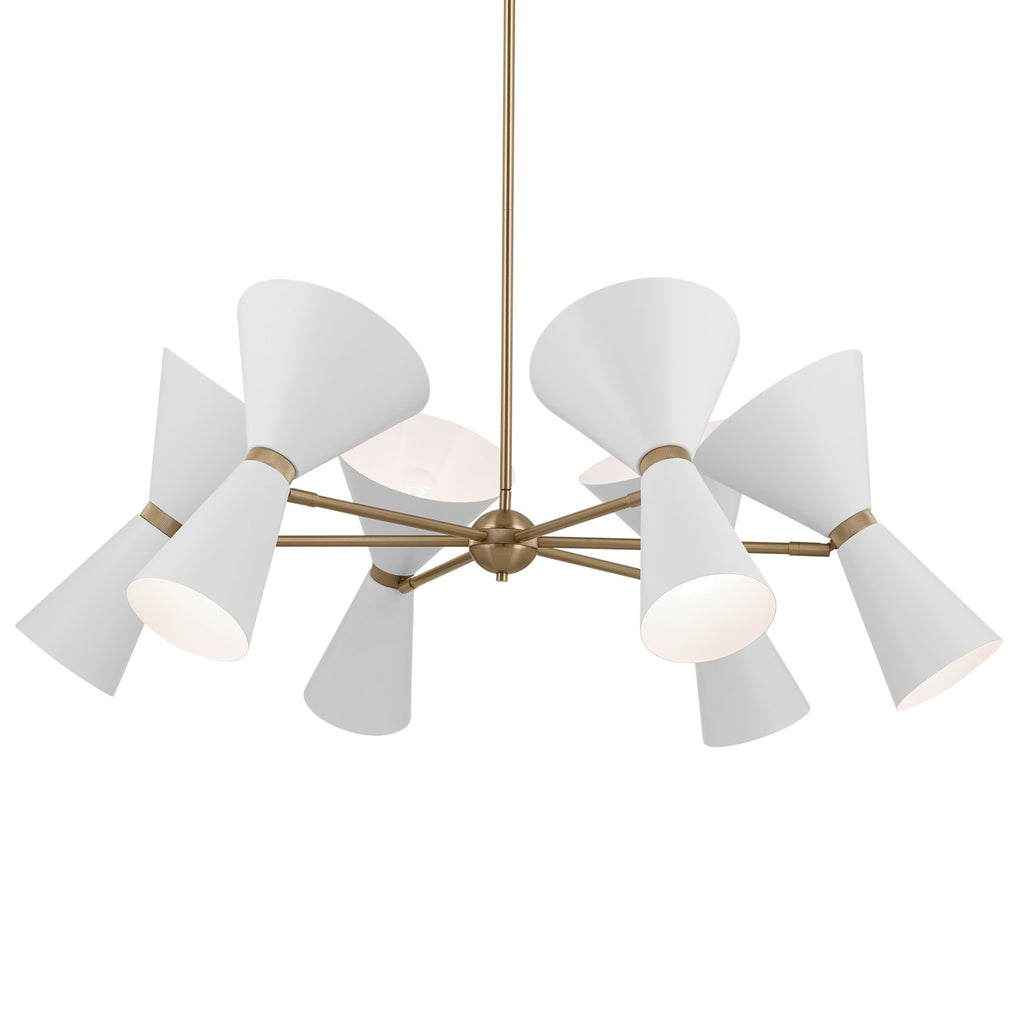 KICHLER 52566CPZWH Phix 38.75 Inch 12 Light Chandelier In Champagne Bronze With White