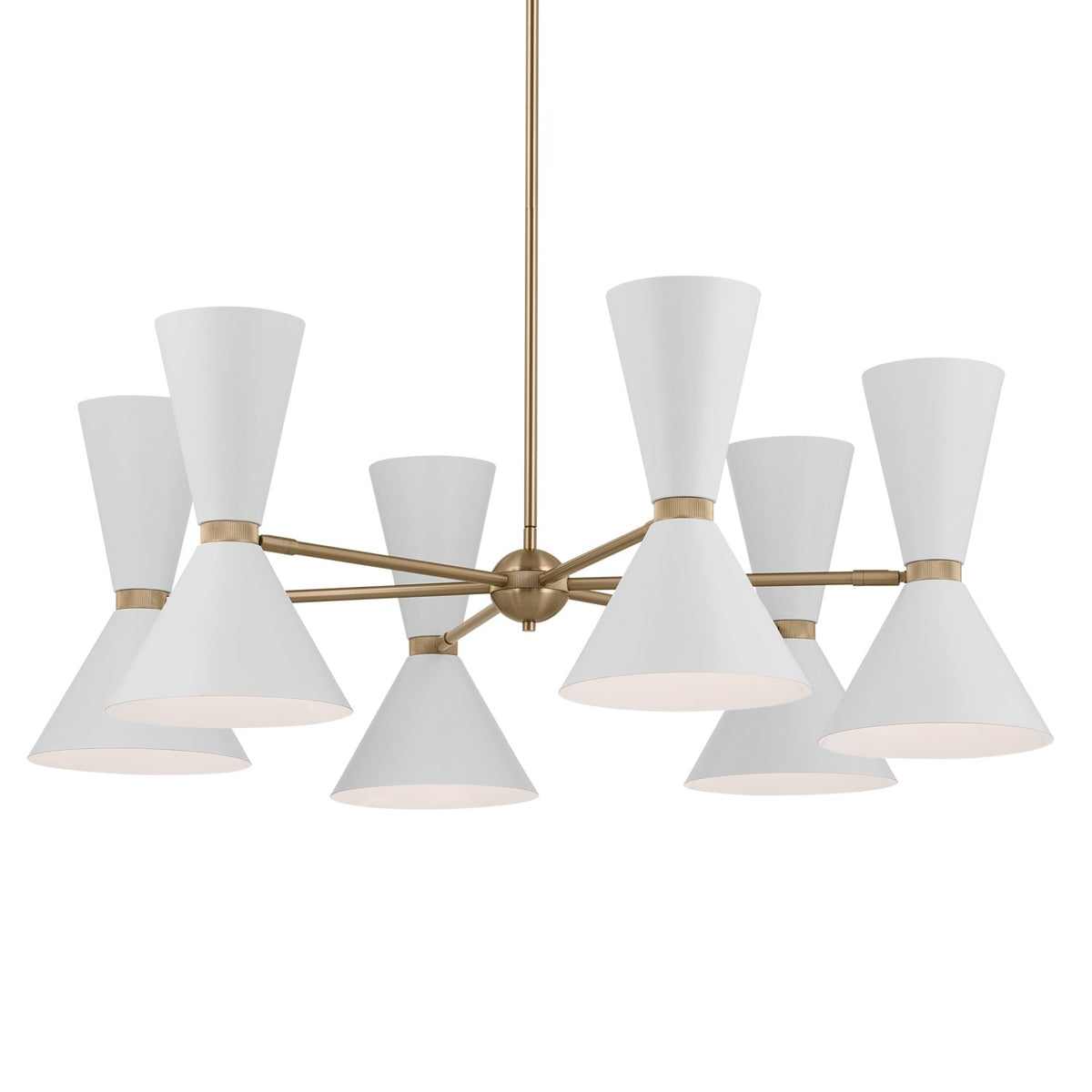 KICHLER 52566CPZWH Phix 38.75 Inch 12 Light Chandelier In Champagne Bronze With White