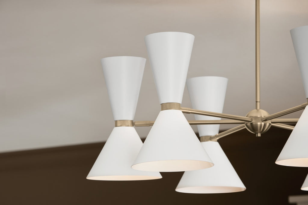 KICHLER 52566CPZWH Phix 38.75 Inch 12 Light Chandelier In Champagne Bronze With White