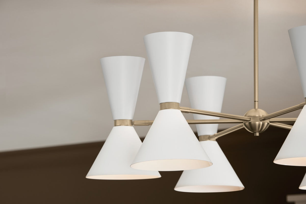 KICHLER 52566CPZWH Phix 38.75 Inch 12 Light Chandelier In Champagne Bronze With White