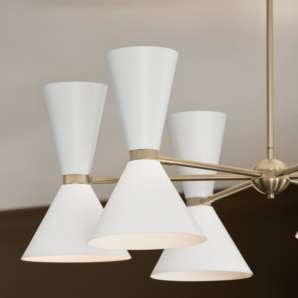 KICHLER 52566CPZWH Phix 38.75 Inch 12 Light Chandelier In Champagne Bronze With White