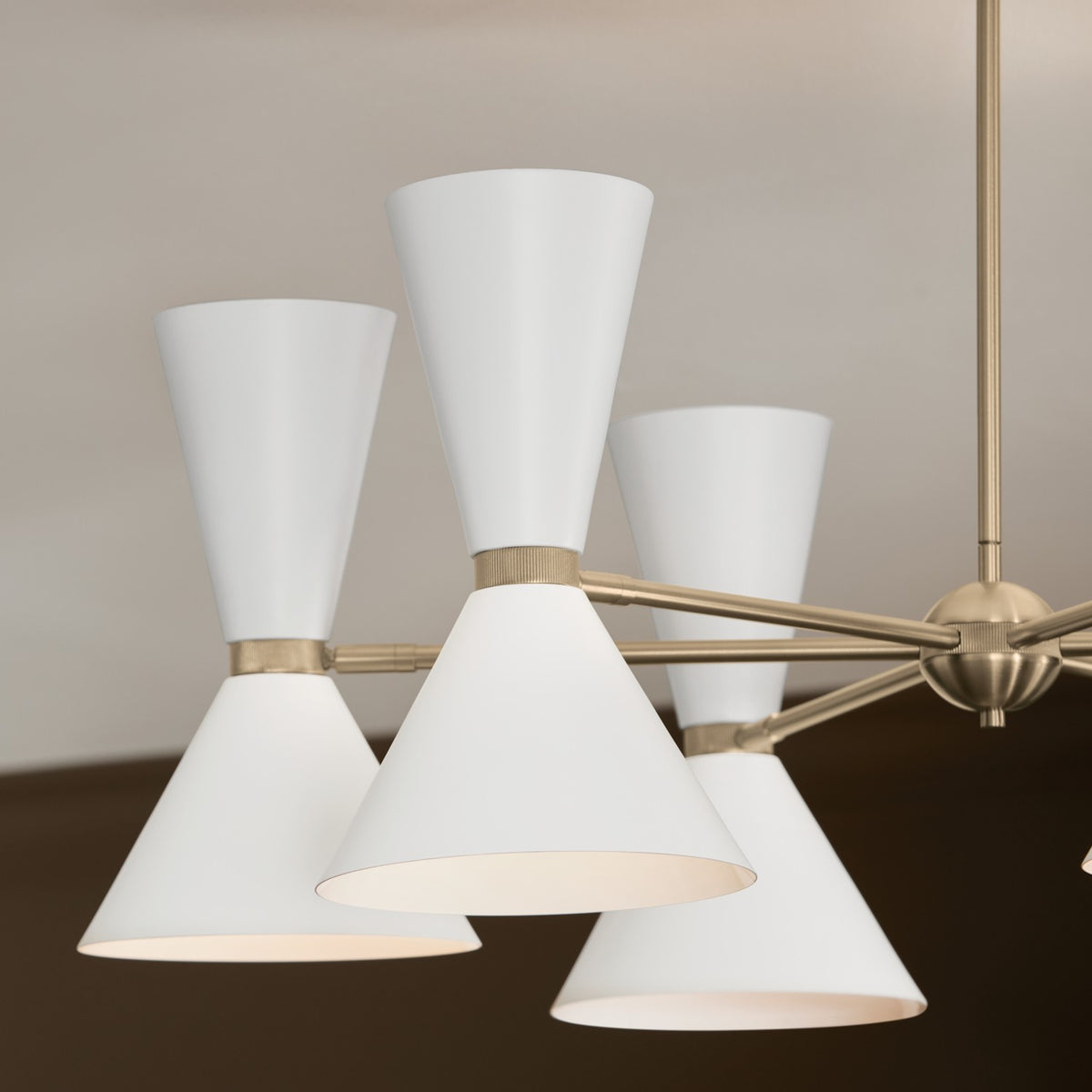 KICHLER 52566CPZWH Phix 38.75 Inch 12 Light Chandelier In Champagne Bronze With White