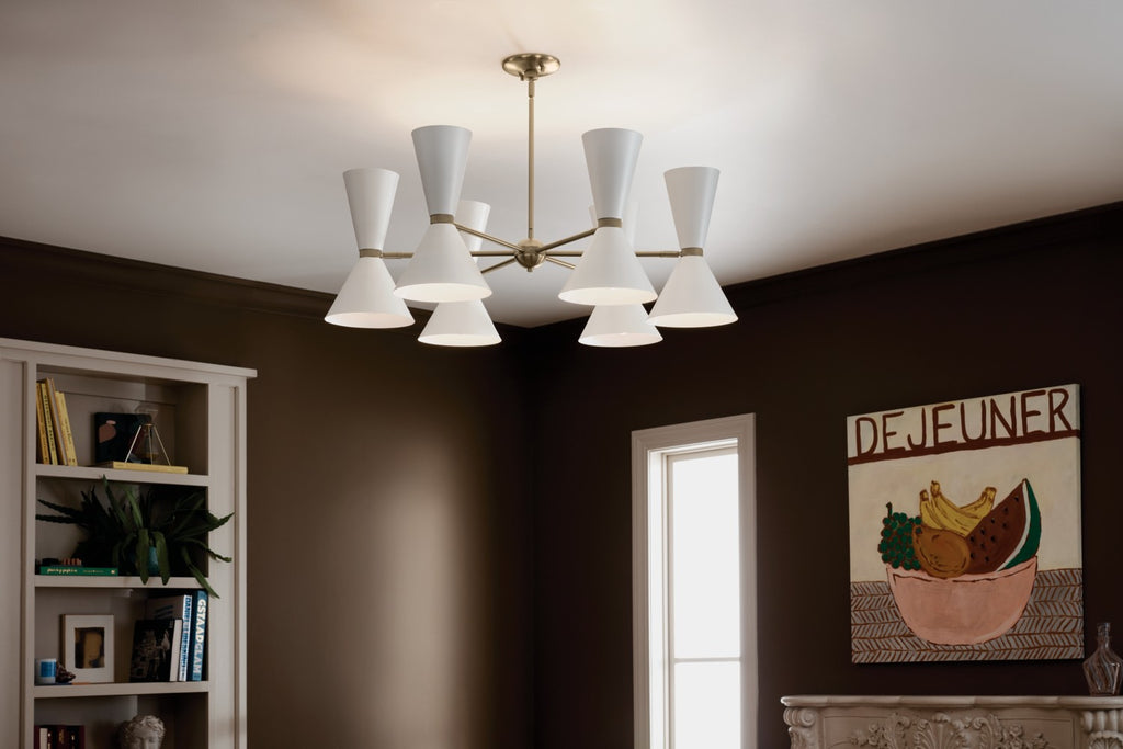 KICHLER 52566CPZWH Phix 38.75 Inch 12 Light Chandelier In Champagne Bronze With White