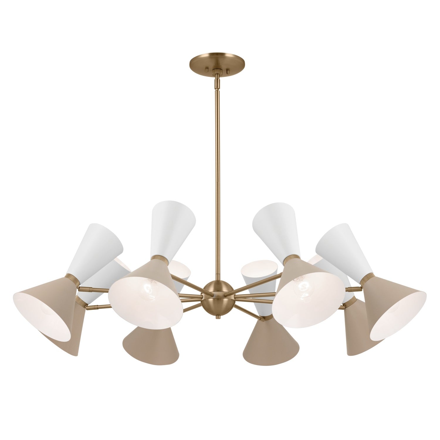 KICHLER 52567CPZGRG Phix 48.75 Inch 16 Light Chandelier In Champagne Bronze With Greige And White