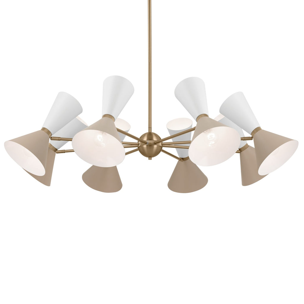 KICHLER 52567CPZGRG Phix 48.75 Inch 16 Light Chandelier In Champagne Bronze With Greige And White