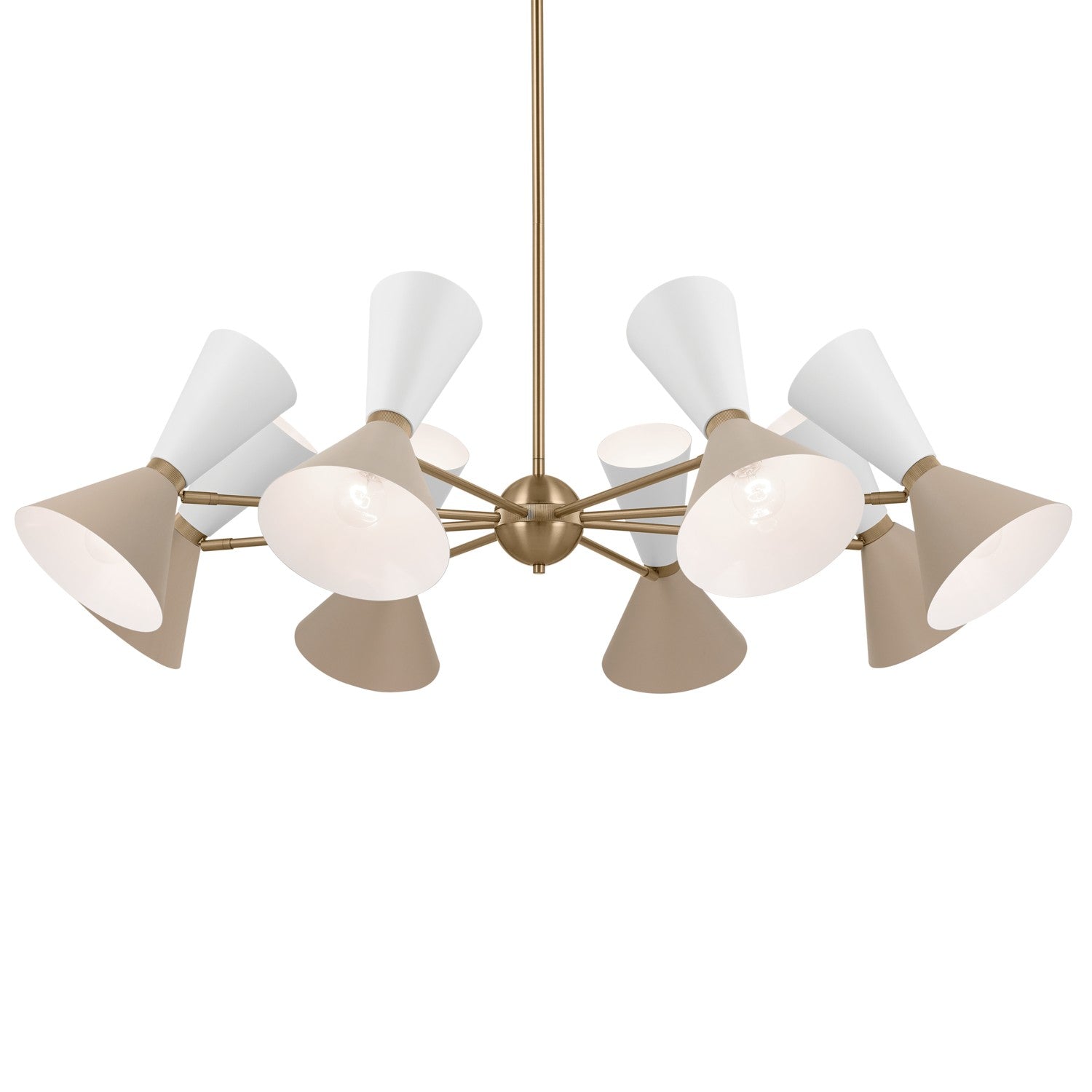 KICHLER 52567CPZGRG Phix 48.75 Inch 16 Light Chandelier In Champagne Bronze With Greige And White