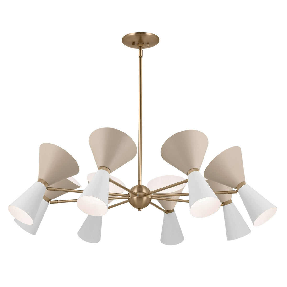 KICHLER 52567CPZGRG Phix 48.75 Inch 16 Light Chandelier In Champagne Bronze With Greige And White