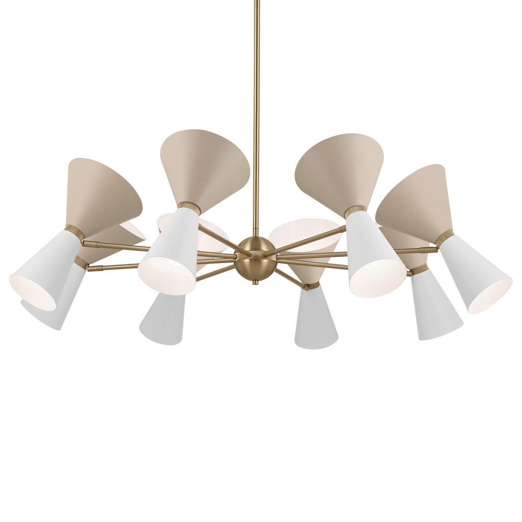 KICHLER 52567CPZGRG Phix 48.75 Inch 16 Light Chandelier In Champagne Bronze With Greige And White