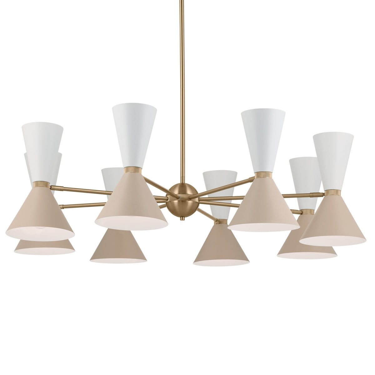 KICHLER 52567CPZGRG Phix 48.75 Inch 16 Light Chandelier In Champagne Bronze With Greige And White
