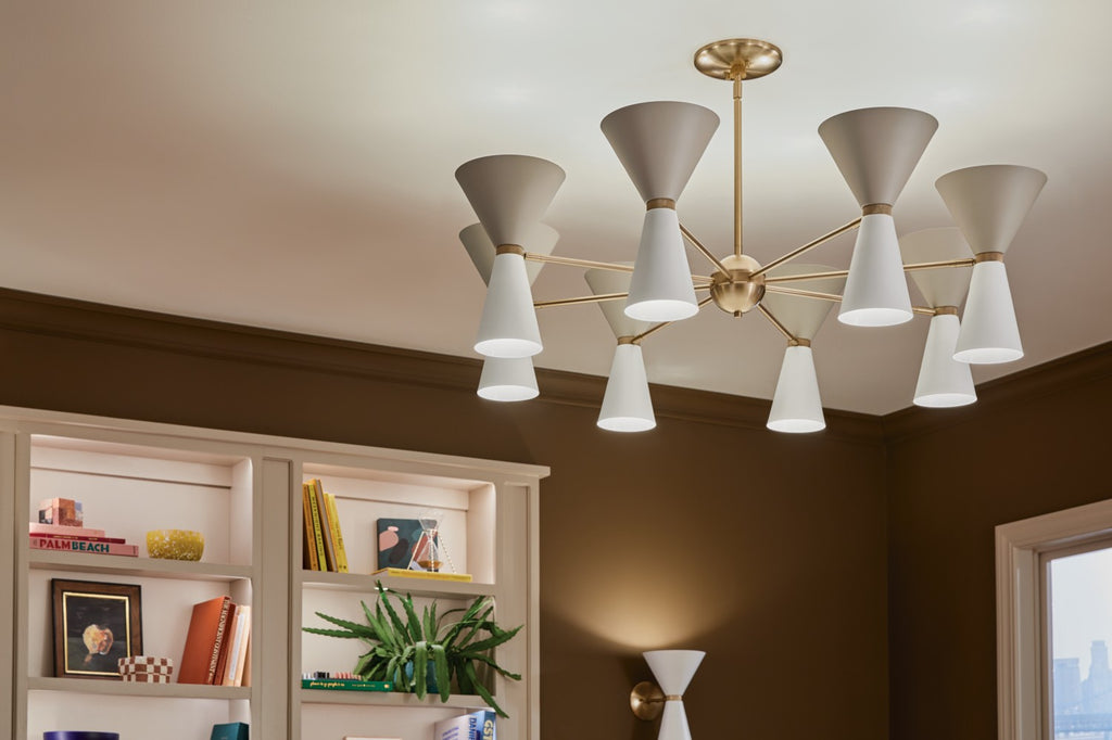 KICHLER 52567CPZGRG Phix 48.75 Inch 16 Light Chandelier In Champagne Bronze With Greige And White