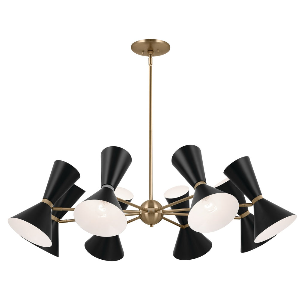 KICHLER 52567CPZBK Phix 48.75 Inch 16 Light Chandelier In Champagne Bronze With Black