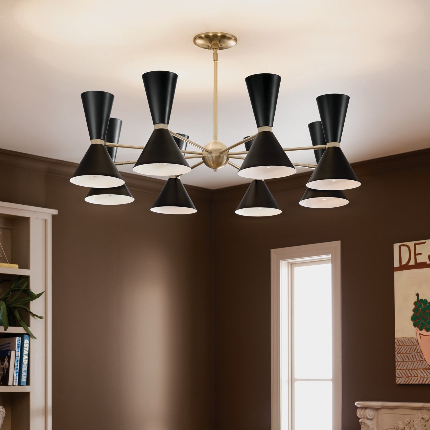 KICHLER 52567CPZBK Phix 48.75 Inch 16 Light Chandelier In Champagne Bronze With Black