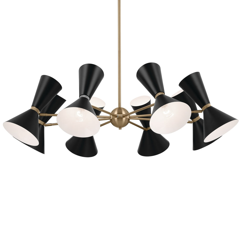 KICHLER 52567CPZBK Phix 48.75 Inch 16 Light Chandelier In Champagne Bronze With Black