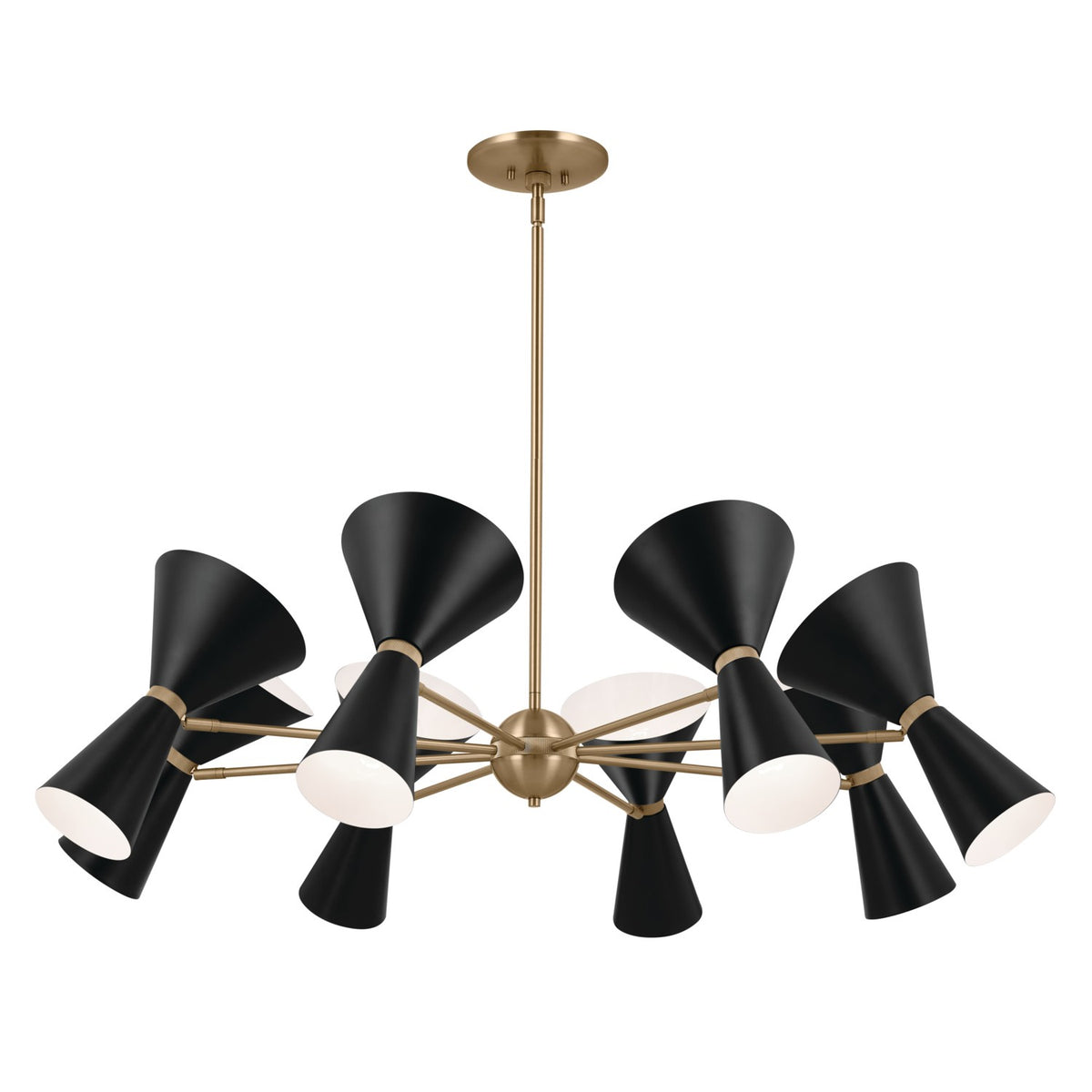 KICHLER 52567CPZBK Phix 48.75 Inch 16 Light Chandelier In Champagne Bronze With Black