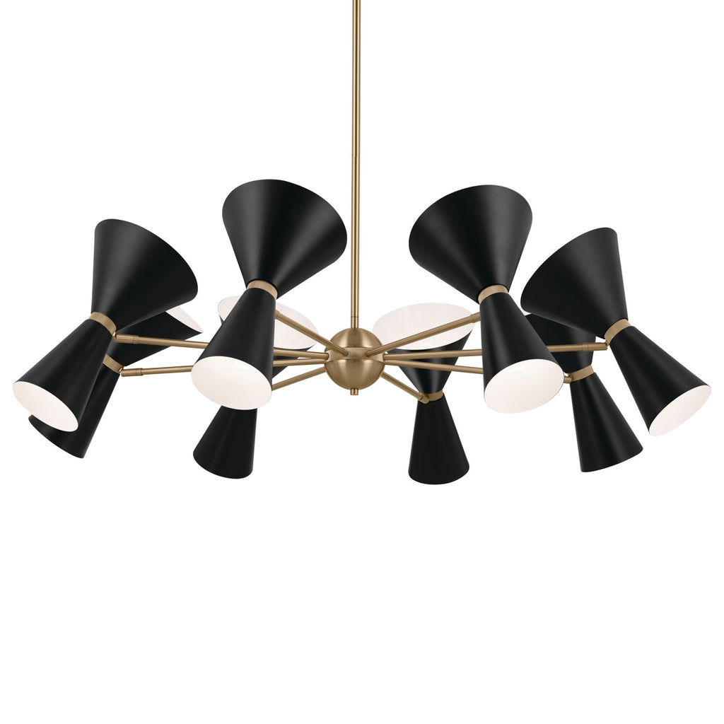 KICHLER 52567CPZBK Phix 48.75 Inch 16 Light Chandelier In Champagne Bronze With Black