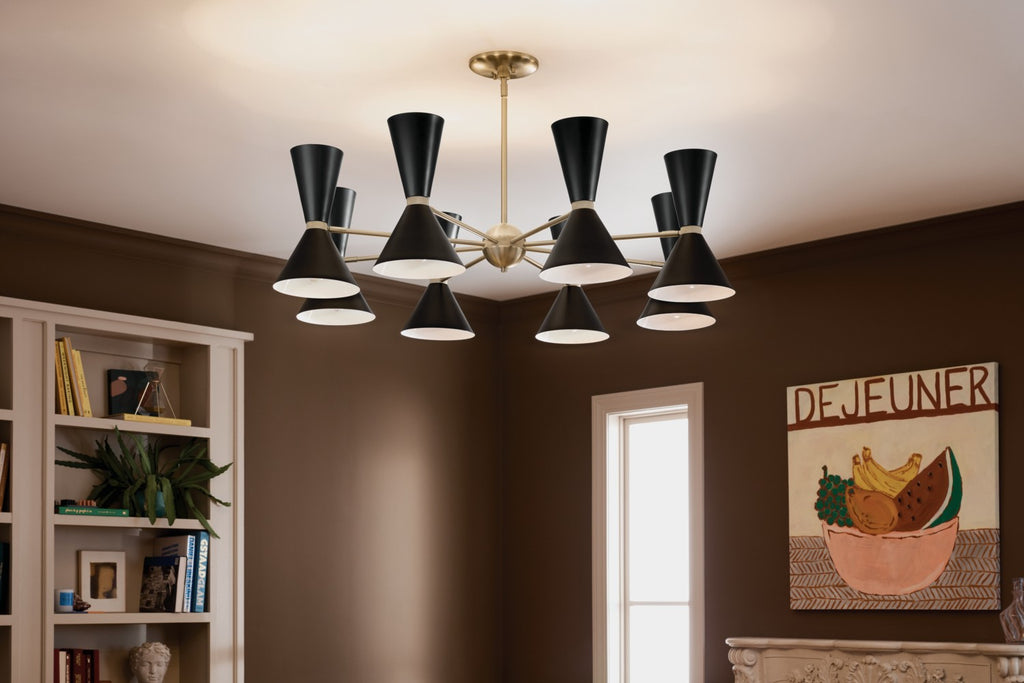 KICHLER 52567CPZBK Phix 48.75 Inch 16 Light Chandelier In Champagne Bronze With Black
