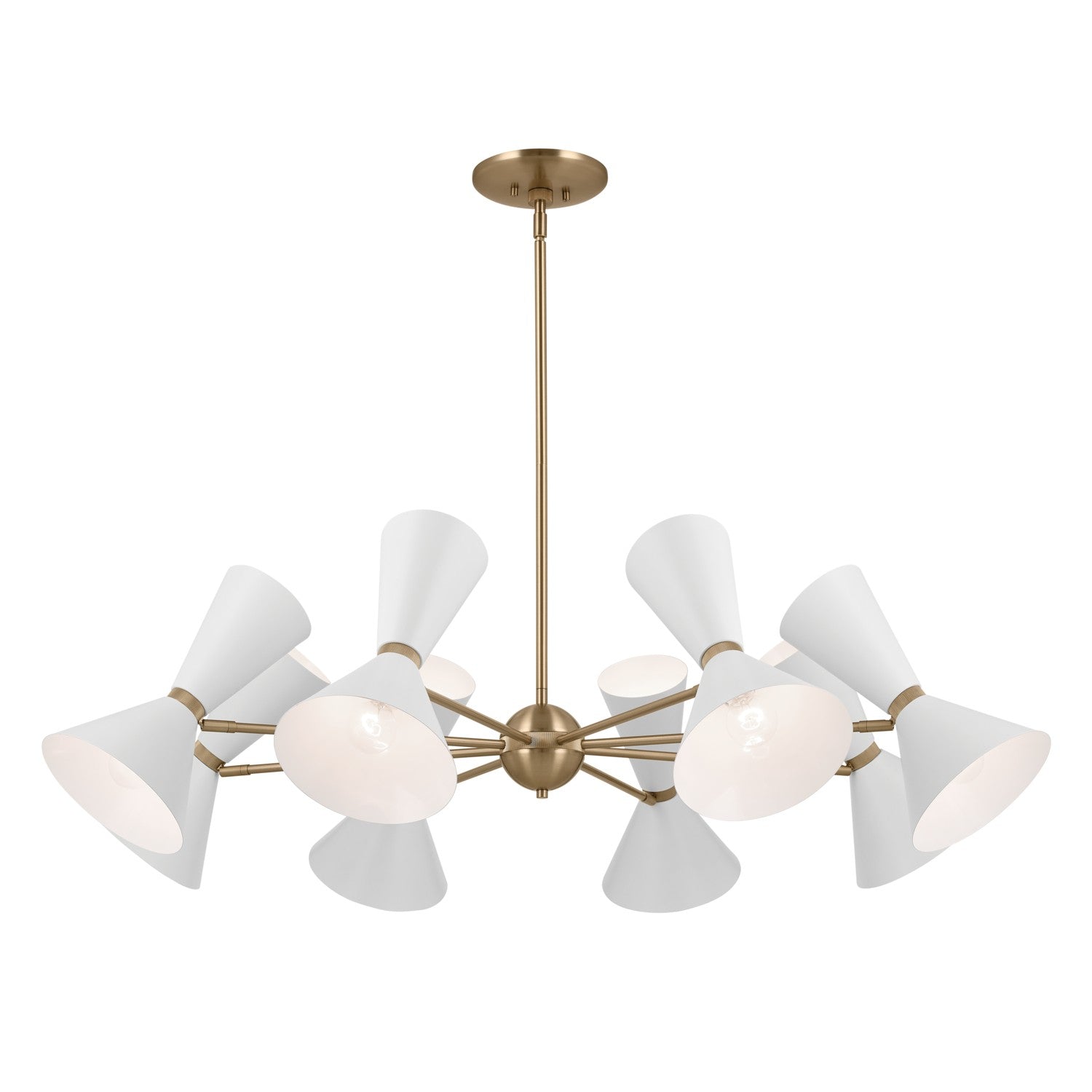 KICHLER 52567CPZWH Phix 48.75 Inch 16 Light Chandelier In Champagne Bronze With White