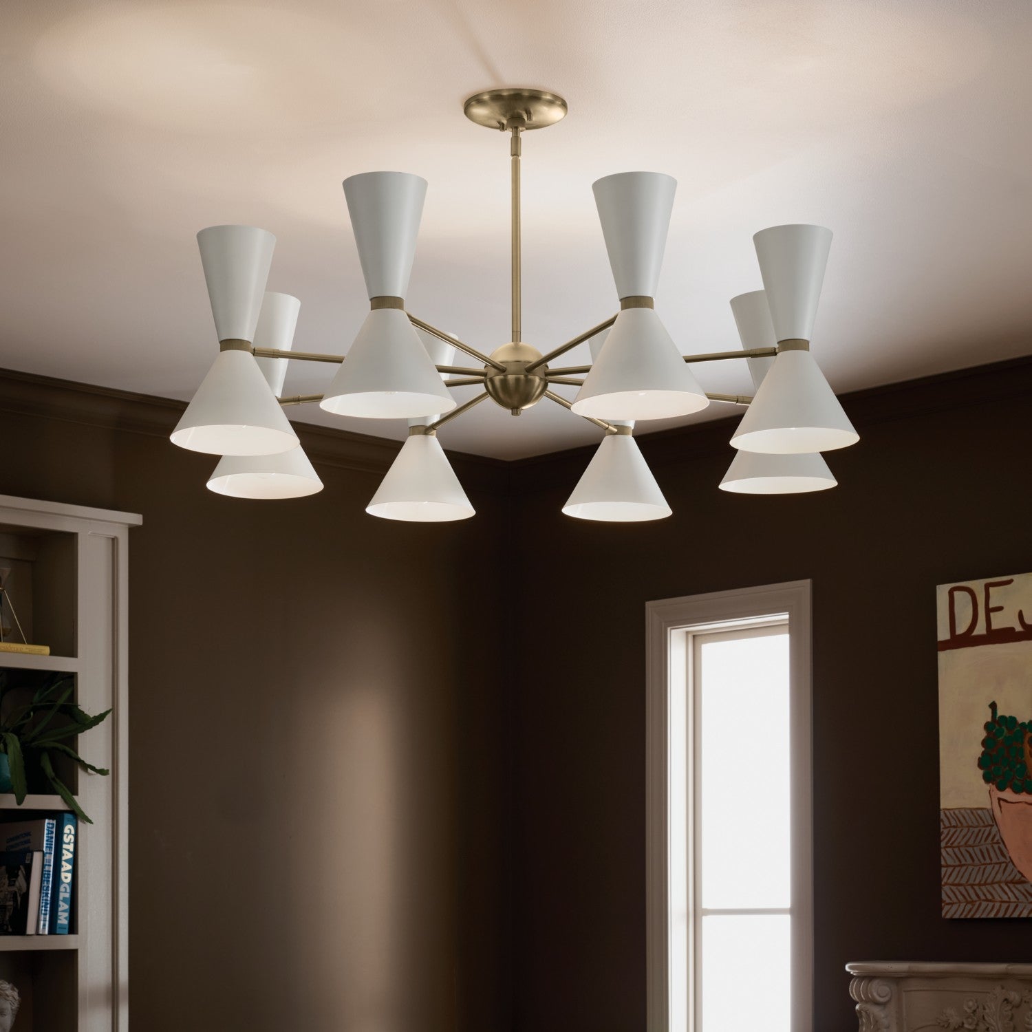 KICHLER 52567CPZWH Phix 48.75 Inch 16 Light Chandelier In Champagne Bronze With White