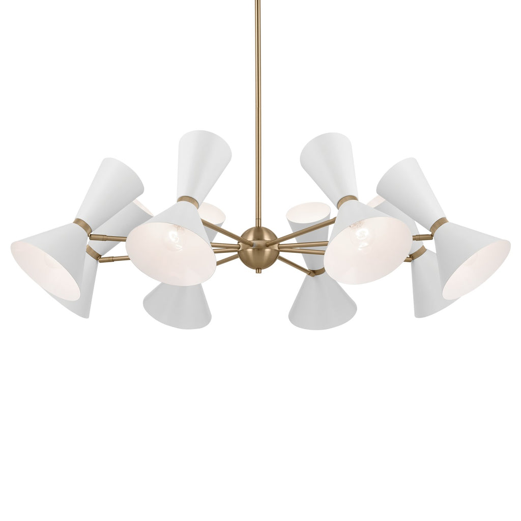 KICHLER 52567CPZWH Phix 48.75 Inch 16 Light Chandelier In Champagne Bronze With White