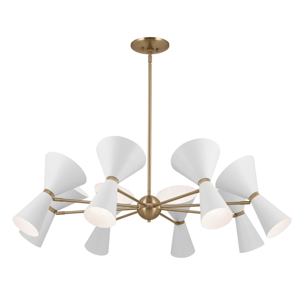 KICHLER 52567CPZWH Phix 48.75 Inch 16 Light Chandelier In Champagne Bronze With White