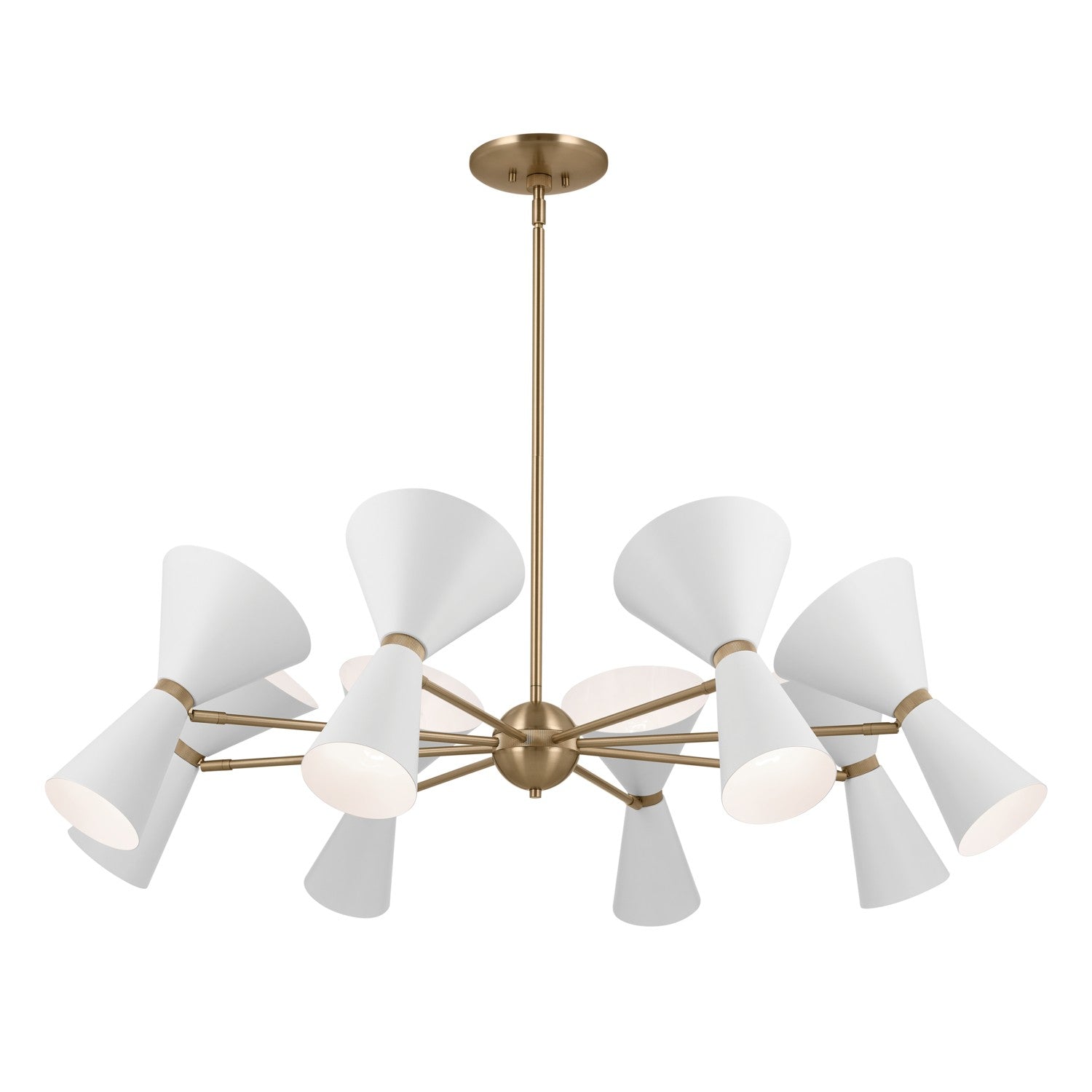 KICHLER 52567CPZWH Phix 48.75 Inch 16 Light Chandelier In Champagne Bronze With White