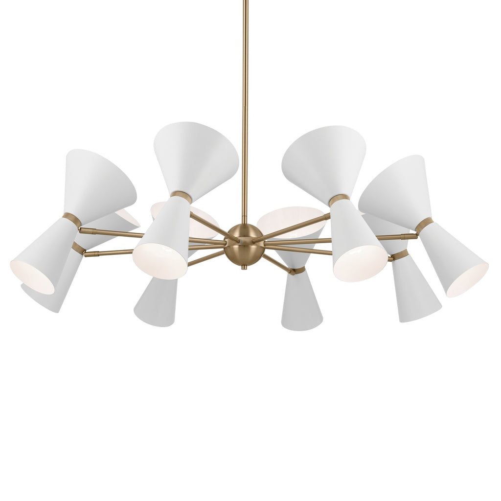 KICHLER 52567CPZWH Phix 48.75 Inch 16 Light Chandelier In Champagne Bronze With White