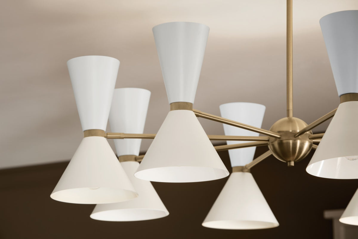 KICHLER 52567CPZWH Phix 48.75 Inch 16 Light Chandelier In Champagne Bronze With White