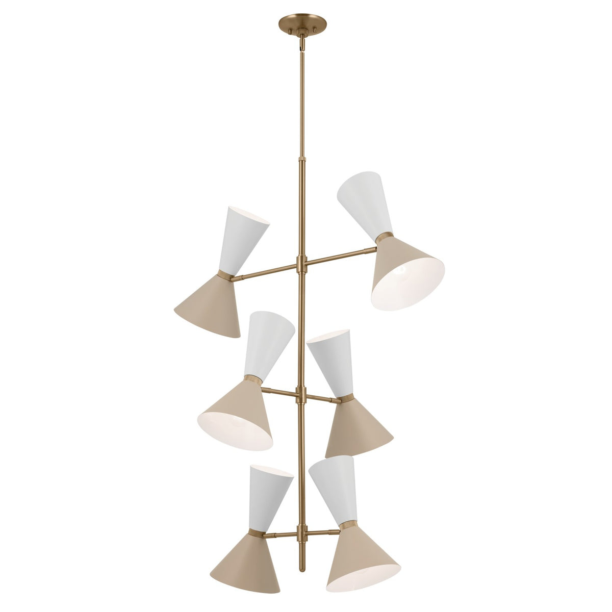 KICHLER 52568CPZGRG Phix 50 Inch 12 Light Foyer Chandelier In Champagne Bronze With Greige And White
