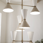 KICHLER 52568CPZGRG Phix 50 Inch 12 Light Foyer Chandelier In Champagne Bronze With Greige And White