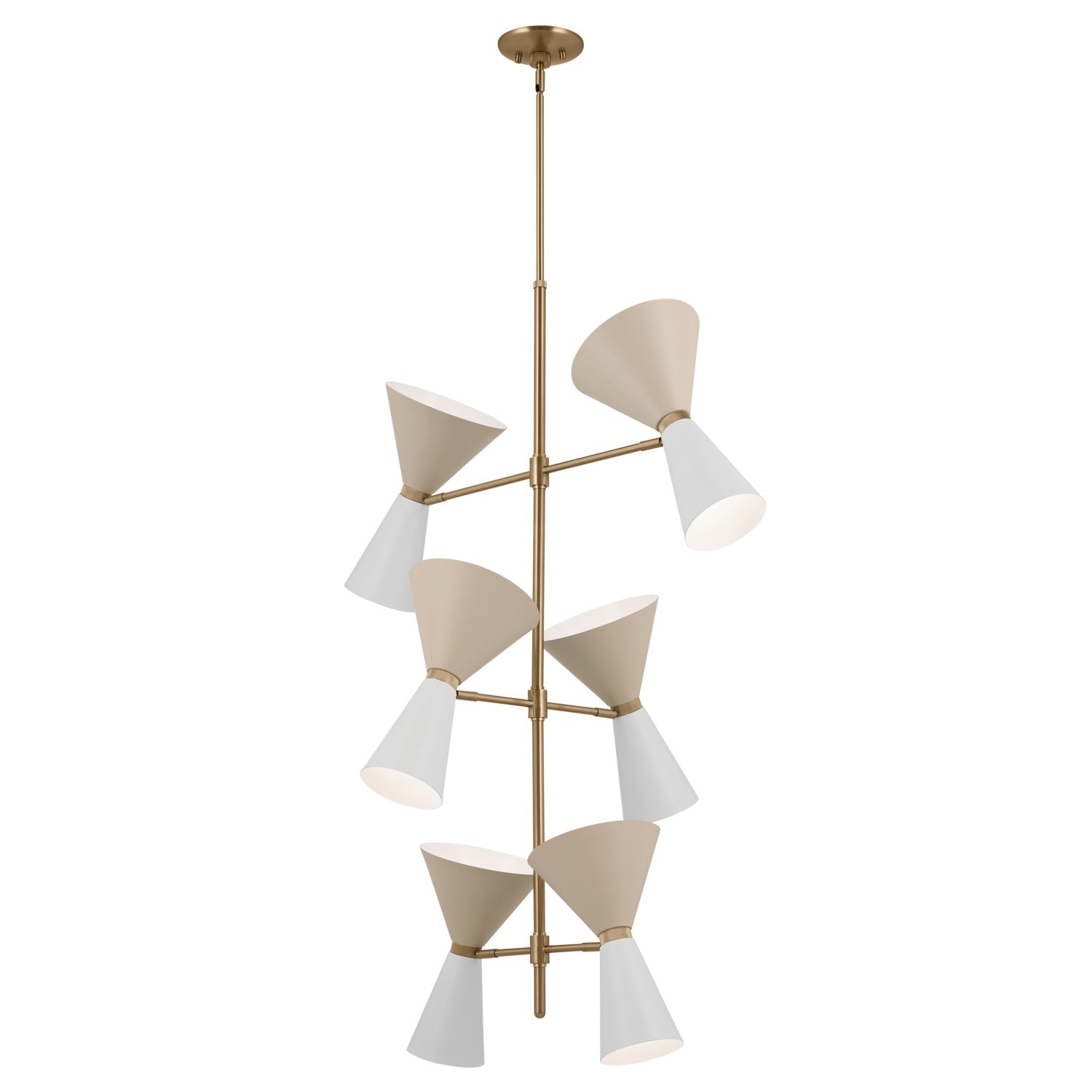 KICHLER 52568CPZGRG Phix 50 Inch 12 Light Foyer Chandelier In Champagne Bronze With Greige And White