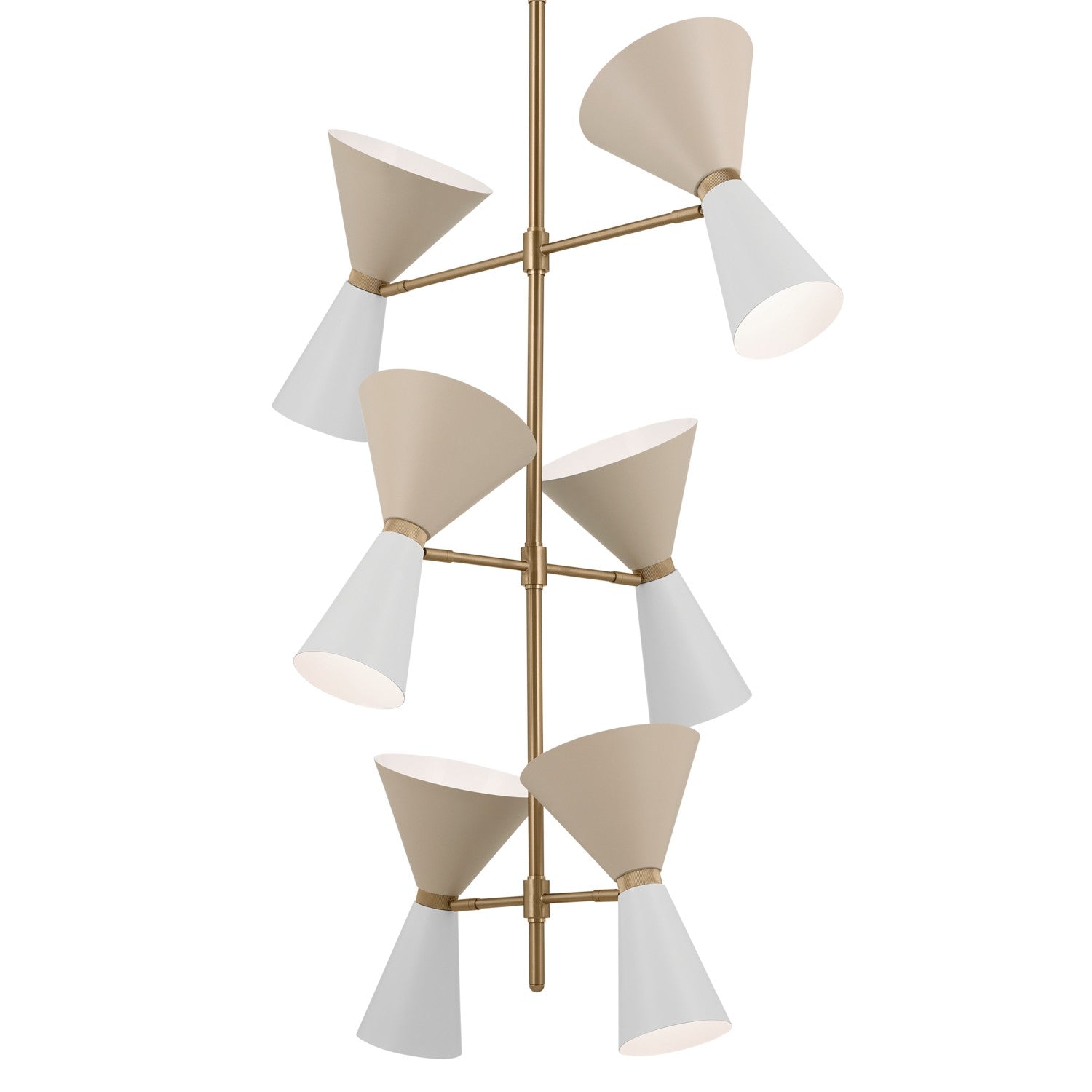 KICHLER 52568CPZGRG Phix 50 Inch 12 Light Foyer Chandelier In Champagne Bronze With Greige And White