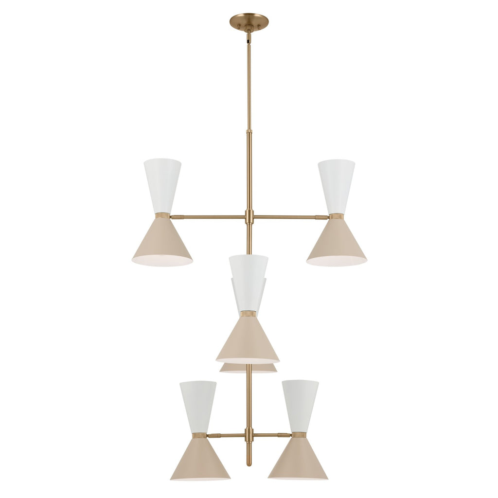 KICHLER 52568CPZGRG Phix 50 Inch 12 Light Foyer Chandelier In Champagne Bronze With Greige And White