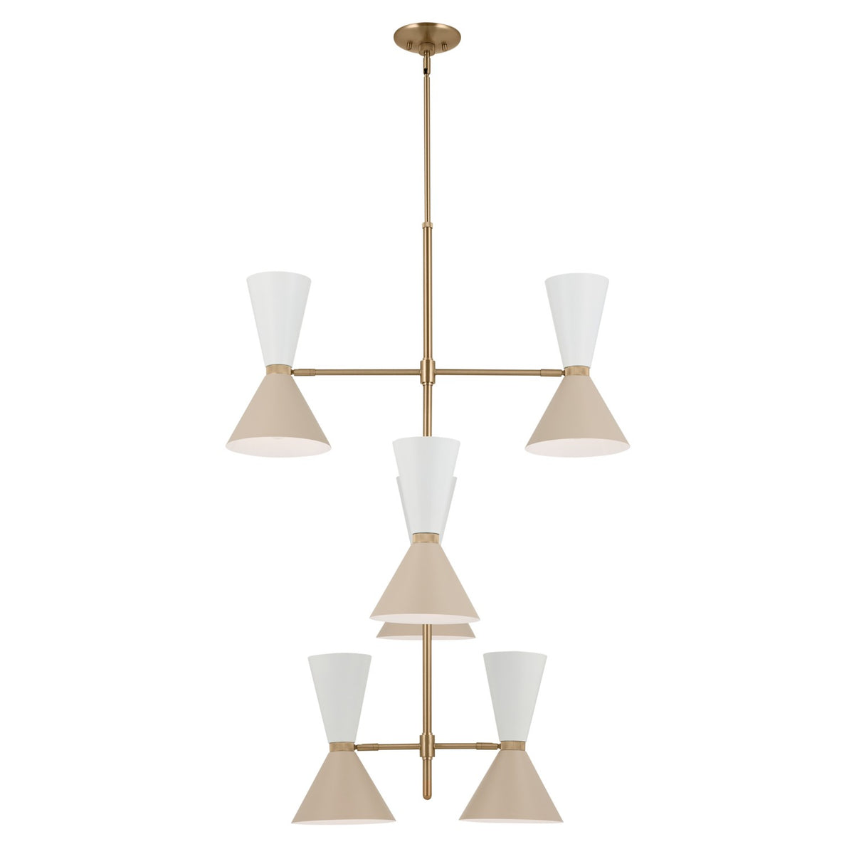 KICHLER 52568CPZGRG Phix 50 Inch 12 Light Foyer Chandelier In Champagne Bronze With Greige And White