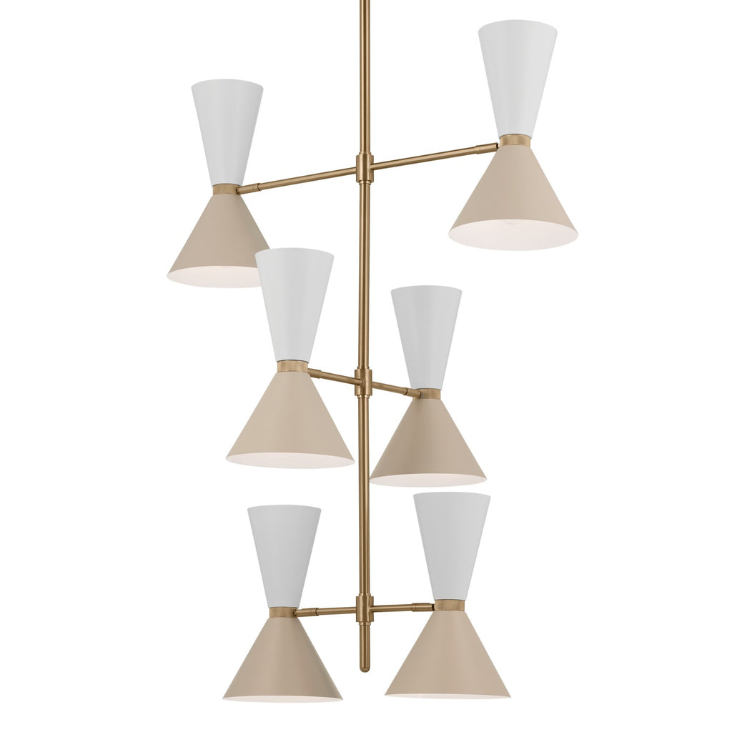 KICHLER 52568CPZGRG Phix 50 Inch 12 Light Foyer Chandelier In Champagne Bronze With Greige And White