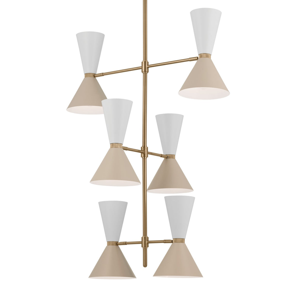 KICHLER 52568CPZGRG Phix 50 Inch 12 Light Foyer Chandelier In Champagne Bronze With Greige And White