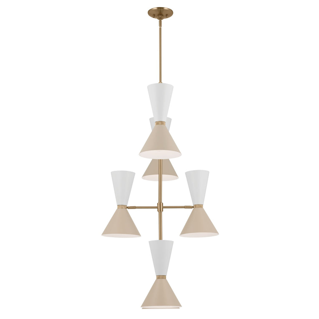 KICHLER 52568CPZGRG Phix 50 Inch 12 Light Foyer Chandelier In Champagne Bronze With Greige And White