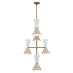 KICHLER 52568CPZGRG Phix 50 Inch 12 Light Foyer Chandelier In Champagne Bronze With Greige And White