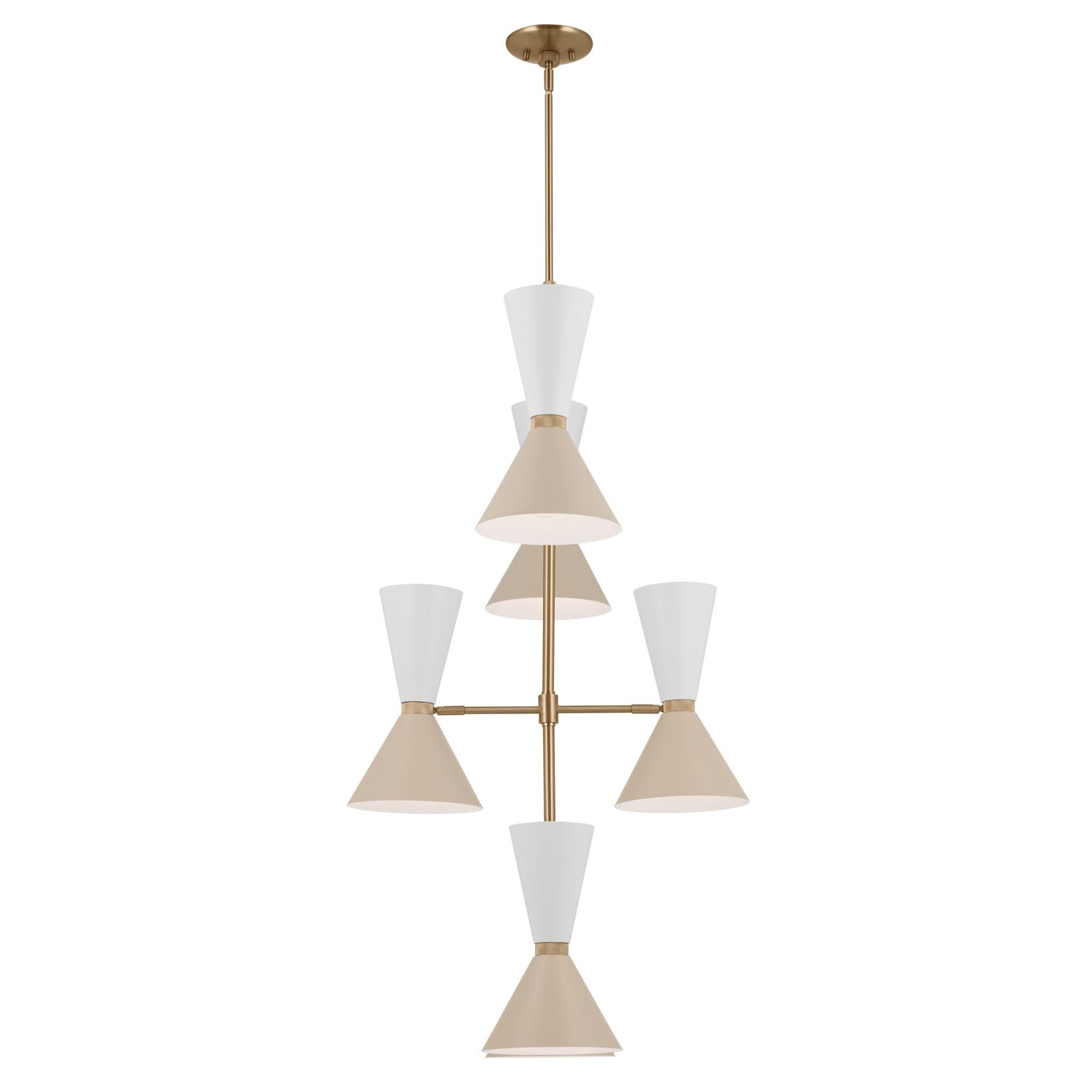 KICHLER 52568CPZGRG Phix 50 Inch 12 Light Foyer Chandelier In Champagne Bronze With Greige And White