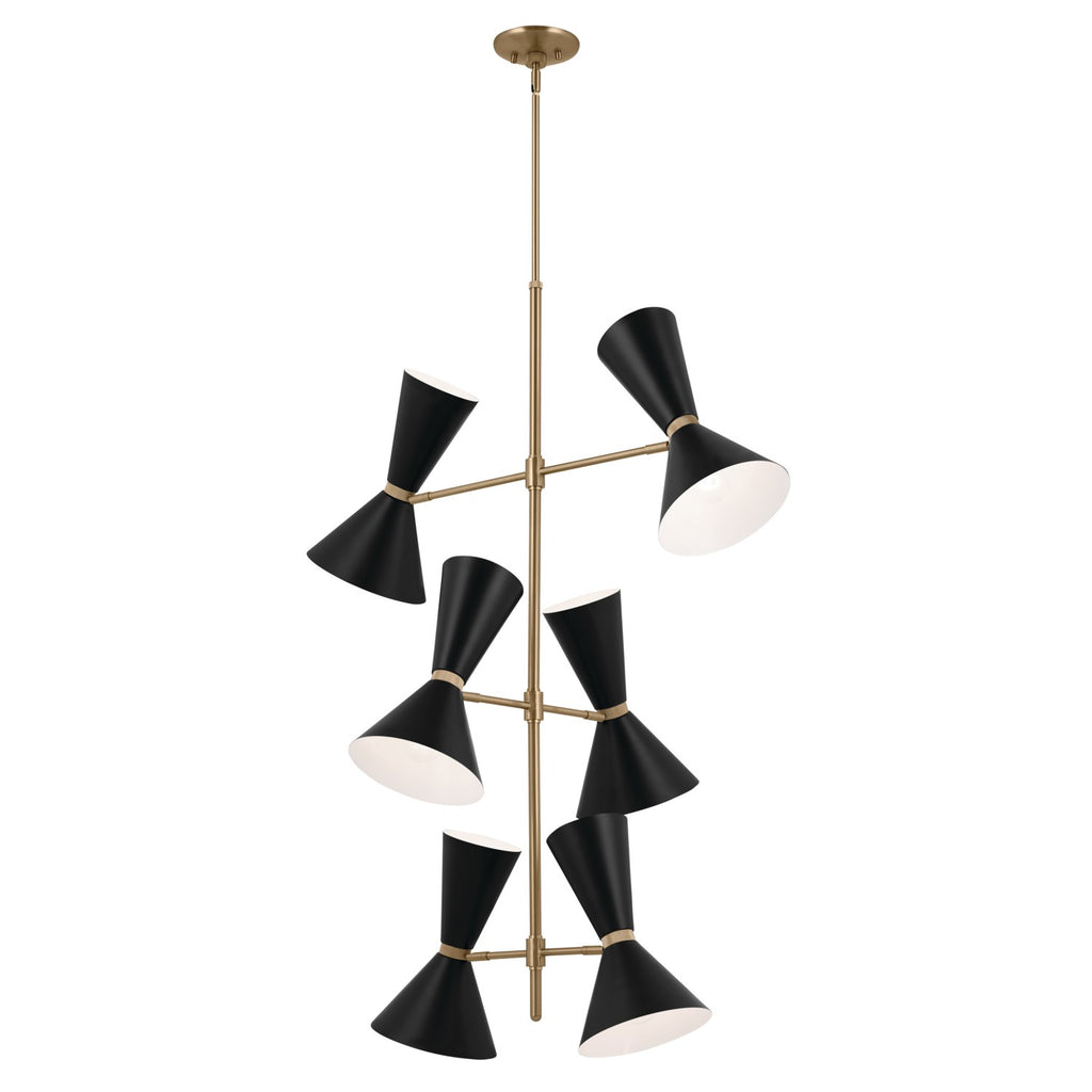 KICHLER 52568CPZBK Phix 50 Inch 12 Light Foyer Chandelier In Champagne Bronze With Black