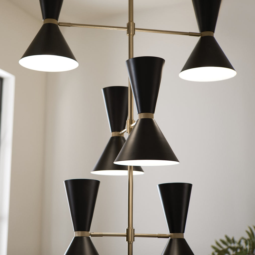 KICHLER 52568CPZBK Phix 50 Inch 12 Light Foyer Chandelier In Champagne Bronze With Black